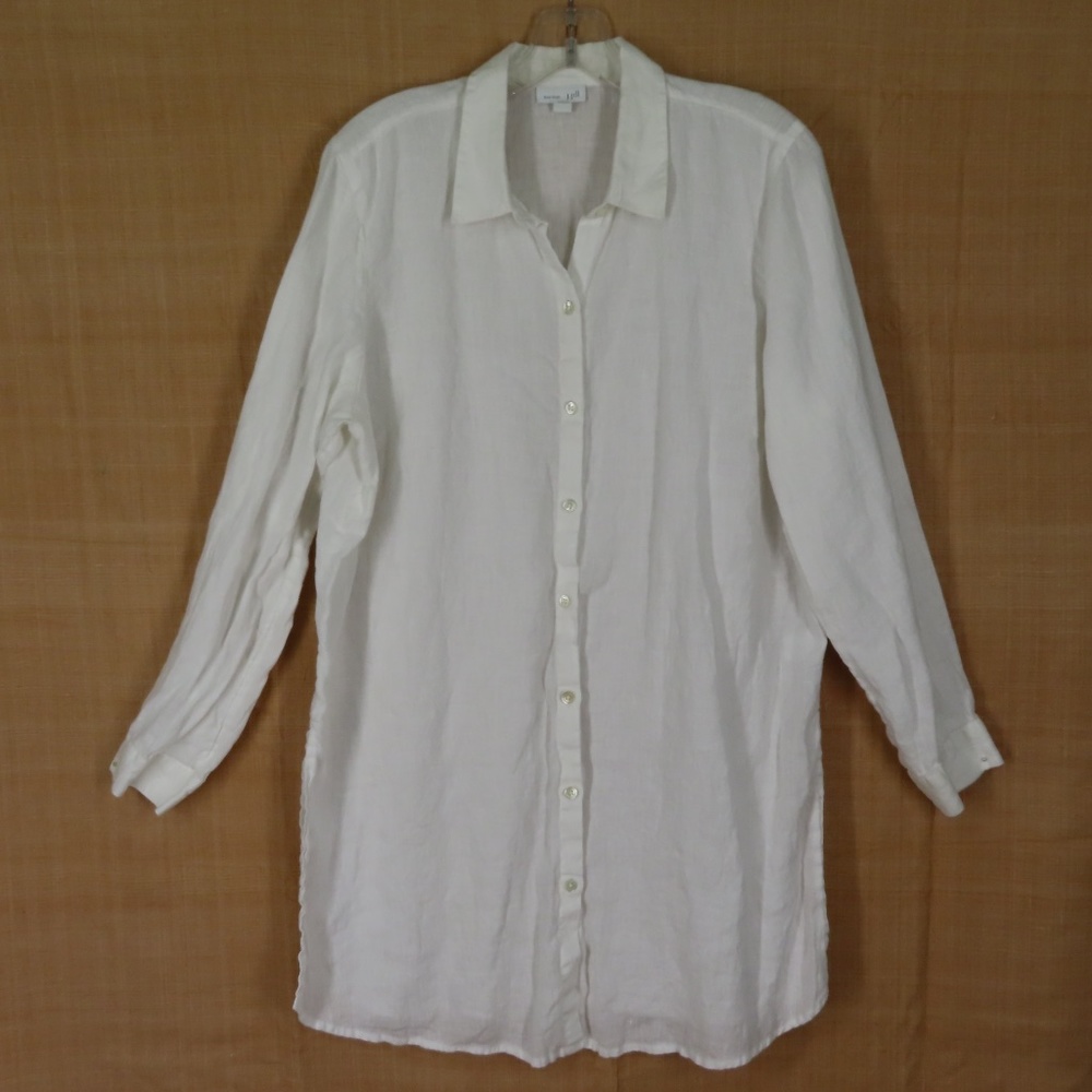 Love Linen J. Jill White Tunic Shirt Long Sleeve L